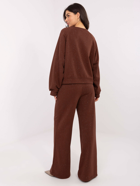 Brązowe błyszczące spodnie od kompletu