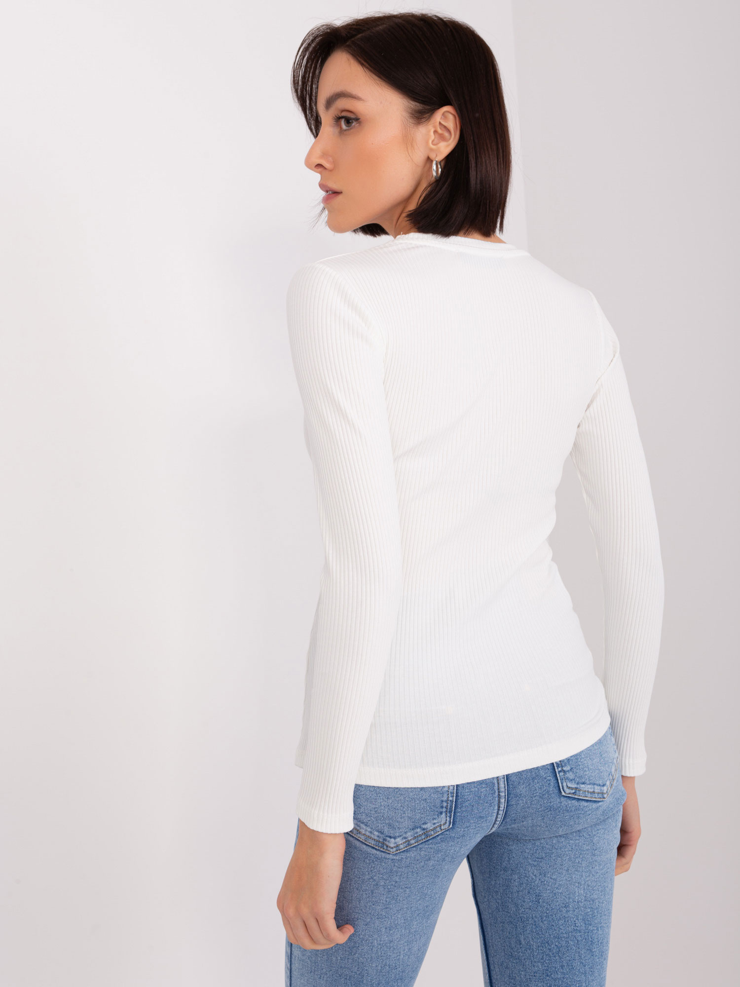 Großhandel Ecru Basic-Bluse aus Baumwolle BASIC FEEL GOOD.