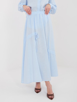 Jasnoniebieska rozkloszowana spódnica z wiązaniami