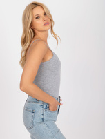 Szary melanżowy top basic z bawełną