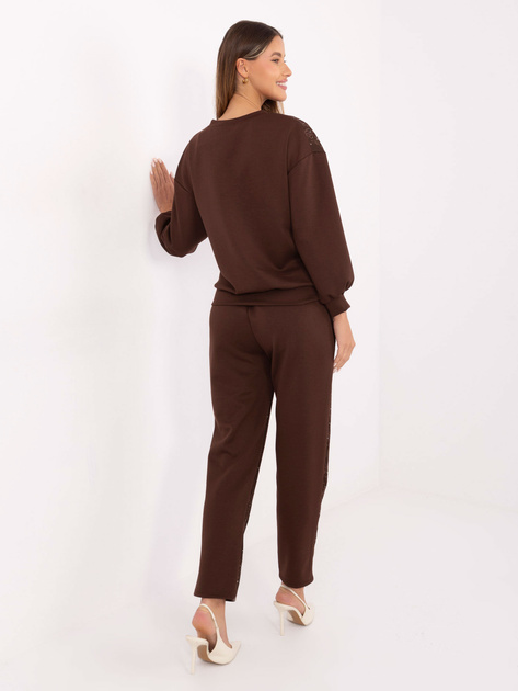 Brązowy dwuczęściowy komplet z koronką