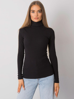 Czarna prążkowana bluzka z golfem Elisee RUE PARIS