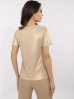 Hurt Beżowa wizytowa bluzka damska z połyskiem