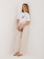 Jasnobeżowe garniturowe spodnie z wysokim stanem RUE PARIS 