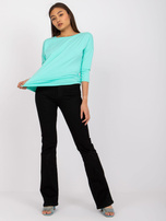 Turkusowa bluzka basic z rękawem 3/4 April