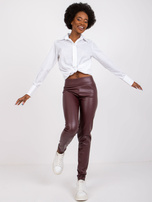 Ciemnobordowe legginsy ze skóry ekologicznej Briana RUE PARIS