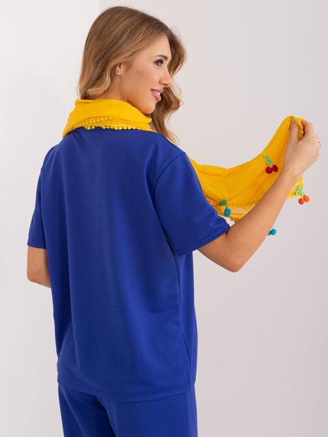 Żółta długa chusta damska z aplikacjami