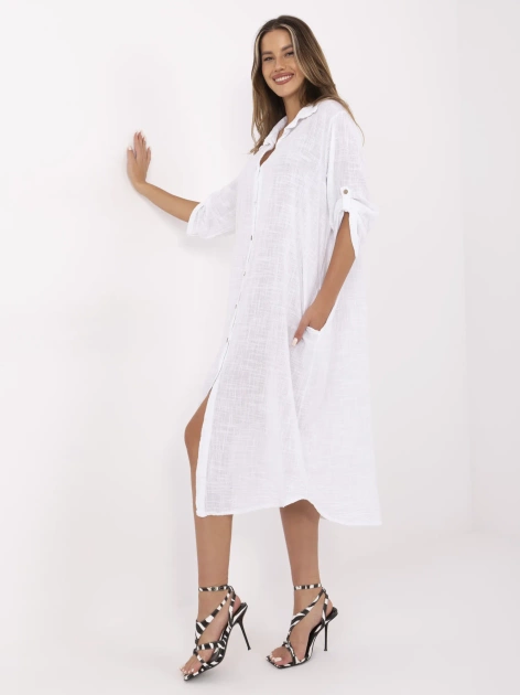 Biała rozpinana sukienka z bawełny OCH BELLA
