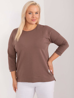 Hurt Brązowa bluzka plus size z okrągłym dekoltem