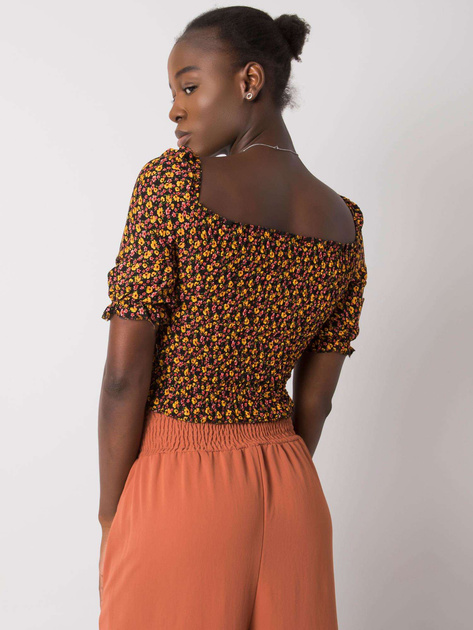 Czarna bluzka z marszczeniem Bahia RUE PARIS