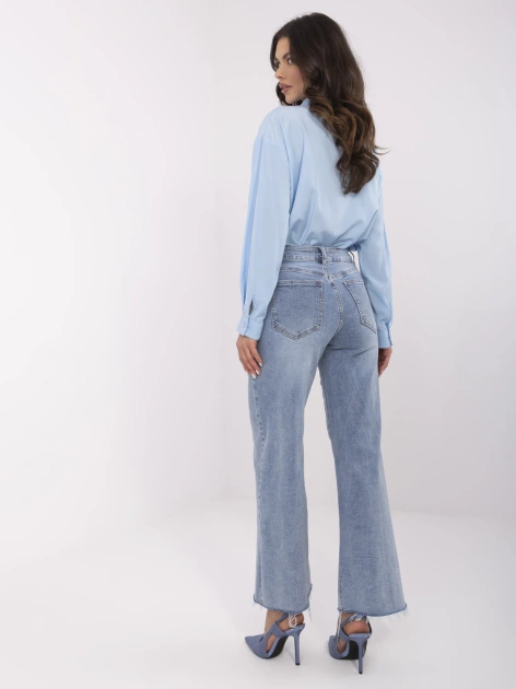 Niebieskie damskie jeansy wide leg