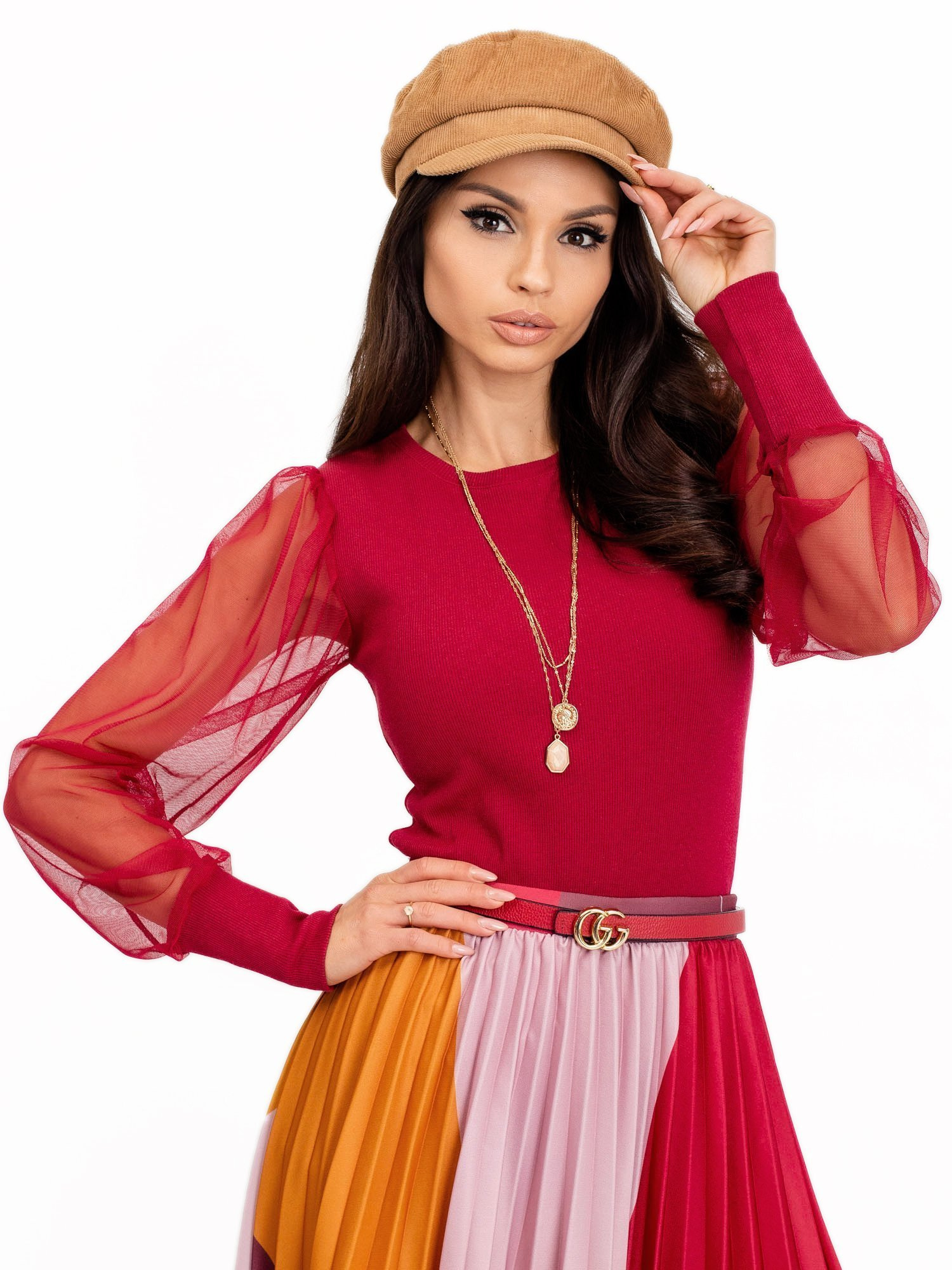 RUE PARIS Burgundy blouse Cynthia