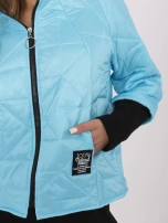 Hurt Turkusowa pikowana kurtka z zapięciem na suwak