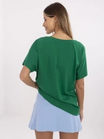 Zielony bawełniany t-shirt z napisem Manhattan 