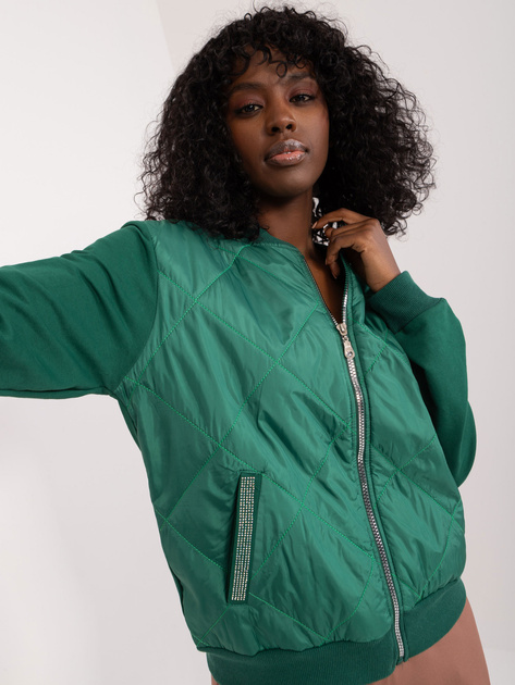 Hurt Ciemnozielona bluza bomberka z pikowaniem