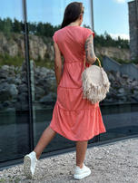 Hurt Koralowa sukienka z falbaną i dekoltem V MAYFLIES