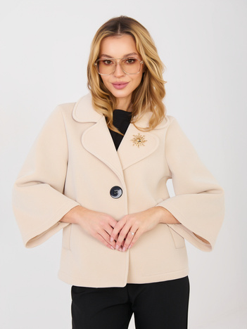 Beżowy płaszcz z zapięciem na guziki