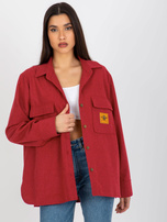 Hurt Ciemnoróżowa damska koszula wierzchnia z wełny 