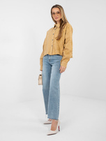 Camelowa jeansowa kurtka z kieszenią RUE PARIS 