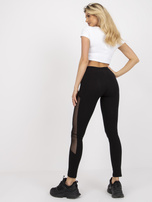 Czarne dopasowane legginsy sportowe z siatką 