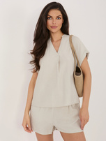 Jasnobeżowa luźna bluzka na lato SUBLEVEL