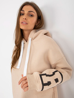 Hurtownia Beżowa mini sukienka dresowa z napisem