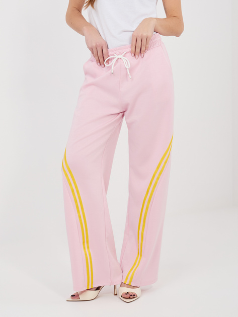 Pastelowe różowe dresowe spodnie z wiązaniem RUE PARIS