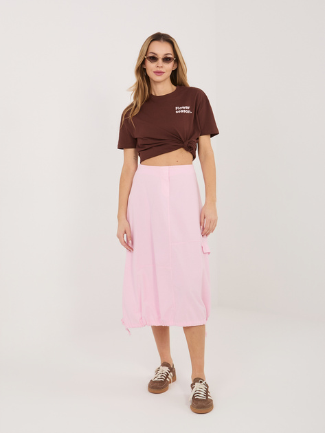 Jasnoróżowa sztruksowa spódnica typu cargo RUE PARIS