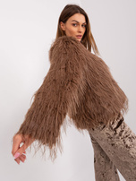 Hurt Jasnobrązowa kurtka przejściowa z eko futerka