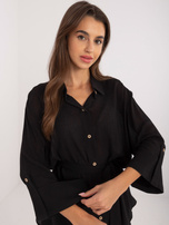 Hurt Czarna rozpinana koszula oversize z rękawem 3/4