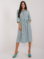 Hurt Miętowa sukienka koszulowa z rękawem 3/4