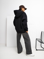Czarna ocieplana bluza basic z kapturem RUE PARIS 