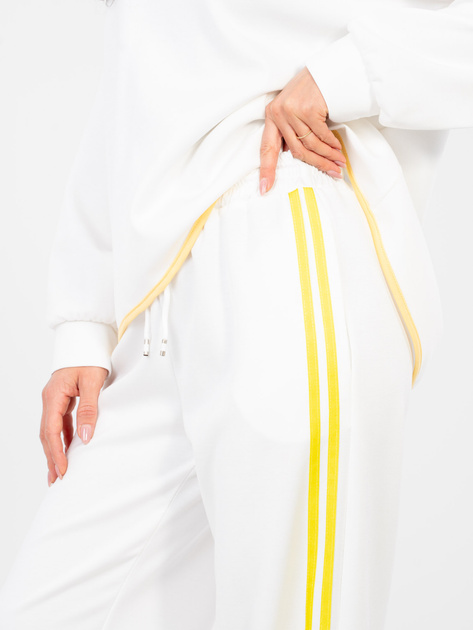 Ecru damskie spodnie ze ściągaczami RUE PARIS