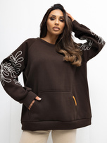Chocolate sweatshirt with puff sleeves RUE PARIS.