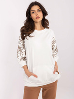 Ecru bluza kangurka z rękawem 3/4 RUE PARIS 