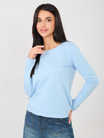 Jasnoniebieska damska bluzka basic z bawełny RUE PARIS 