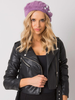 Fioletowy beret damski z aplikacją