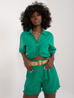 Hurtownia Zielone luźne szorty damskie z paskiem