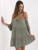 Khaki letnia sukienka z falbaną Veronique OCH BELLA
