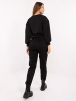 Czarny damski komplet z bluzą bez kaptura