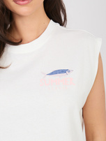 Biały damski t-shirt bez rękawów SUBLEVEL 