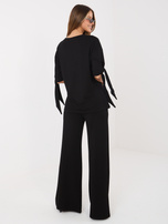 Czarny damski komplet z wiązaniem na rękawach