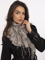 Ciemnobeżowa chusta z marszczeniem