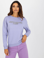 Hurt Jasnofioletowa dresowa bluza bez kaptura z napisem