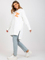 Biało-pomarańczowa rozpinana bluza oversize z kapturem 
