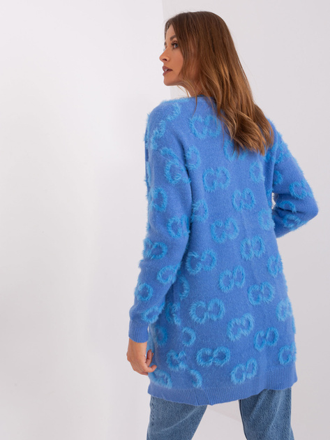 Hurtownia Niebieski miękki kardigan we wzory