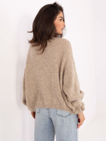 Beżowy kardigan w jednolitym kolorze RUE PARIS 