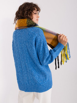 Hurtownia Żółto-czarny długi szal w kratę