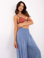 Hurt Niebieskie szerokie spodnie damskie z wiskozy OCH BELLA