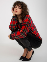 Hurt Czerwony komplet welurowy z bluzą w kratę RUE PARIS